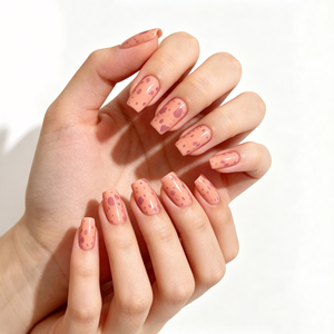 <span class=keywords><strong>Uñas</strong></span> Postizas de Diseño Artístico, Color <span class=keywords><strong>Rosa</strong></span> Mármol, Cortas, Cuadradas, Brillantes, con Detalles en Melocotón, Morado <span class=keywords><strong>y</strong></span> <span class=keywords><strong>Naranja</strong></span> - Product Image 3