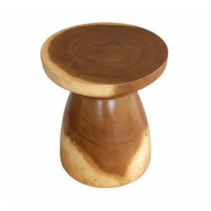 <b>Rustic</b> Contemporary Solid Suar Wood <b>Side</b> <b>Table</b> Round Top Wooden Accent <b>Table</b> Sculptural Pedestal Design Home Furniture - Product Image 1