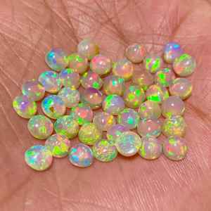 Lot de cabochons ronds en opale éthiopienne, qualité multi-feu, pierres précieuses de 4 mm à 10 mm, opale naturelle pour la création de bijoux - Product Image 6