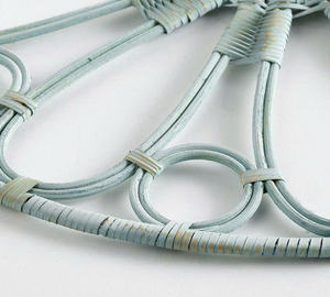 Salvamanteles Redondo de Mimbre Tejido Azul Claro para Decoración de Mesa de Centro - Product Image 5