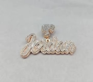 Hip Hop Custom 925 Silver Moissanite Diamond Pendant Pass Diamond <b>Tester</b> Fully Iced Out Custom Name Latter Heart Bail Pendant - Product Image 1