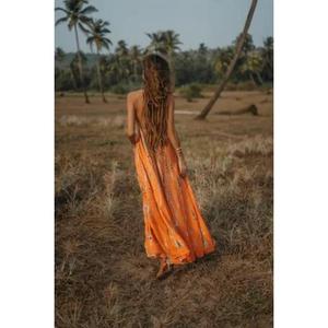 Robe longue d'été décontractée pour femme, 100 % coton, faite main, imprimé tie-dye coloré, sans manches, dos nu, tenue de vacances pour filles - Product Image 6