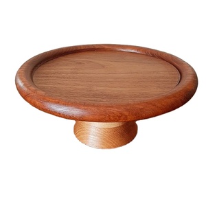 Elegante Soporte y Plato para Pastel de Madera, Superficie Lisa, Base Robusta, Hecho a Mano, Ecológico, Ajustable para Ceremonias de Corte de Pastel - Product Image 1