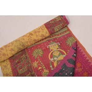 Indian Vintage <b>Kantha</b> Quilt Handcrafted Cotton Reversible Bedcover <b>Throw</b> Blanket Unique Bedding - Product Image 5