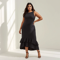 Robe moulante asymétrique à une épaule pour femme grande taille, taille naturelle, ourlet à volants, à pois, longueur genou, en Spandex et Polyester, mode décontractée et élégante
