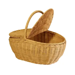 New Items Garden Style series rattan handbasket Handwoven floral basket handbag with gift basket made in vietnam