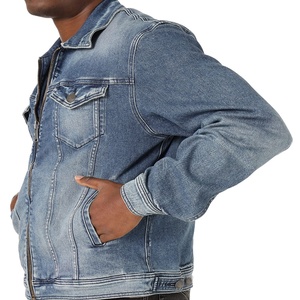Veste en jean pour homme de qualité supérieure, finition délavée avec doublure en polaire chaude - Product Image 2
