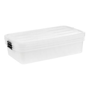 50 Qt. Contenitori impilabili con coperchi, confezione da 3 |   Contenitori in Plastica Resistenti per Organizzazione di Casa, Garage, Seminterrato e Ufficio - Product Image 4