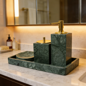Juego <span class=keywords><strong>de</strong></span> Muebles <span class=keywords><strong>de</strong></span> Baño <span class=keywords><strong>de</strong></span> Mármol <span class=keywords><strong>de</strong></span> Lujo con <span class=keywords><strong>Dispensador</strong></span> <span class=keywords><strong>de</strong></span> Jabón y Portavasos, Accesorios <span class=keywords><strong>de</strong></span> Baño Modernos Estilo Hotel - Product Image 2