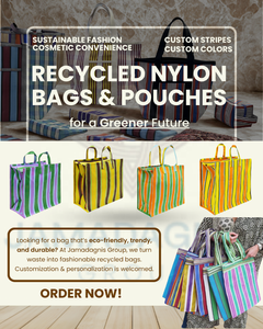 Customized <b>Recycled</b> Nylon Striped Shopping Bags with Logo Closure Inside Pocket for <b>Storage</b> for Travel and <b>Outdoor</b> Use - Product Image 2