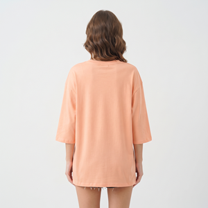 Custom Women's Oversized Long Sleeve V Neck T Shirt Loose Fit Cotton Drop Shoulder Casual Pullover Solid Color <b>Top</b> - Product Image 6