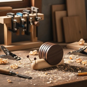 Posavasos Cuadrados de Madera Ecológicos ILAHI al por Mayor, Diseño Clásico, Accesorio Protector para Mesa, Tamaño Personalizable, para el Hogar - Product Image 4
