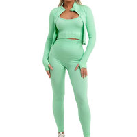 Ensemble de yoga 3 pièces sans couture pour femmes, fabrication de haute qualité, vente directe d'usine, vêtements de sport pour femmes