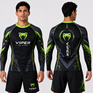 Camiseta de compresión personalizada para Jiu Jitsu No-Gi, uniforme de equipo sublimado, fabricante mayorista OEM de equipo deportivo - Product Image 3