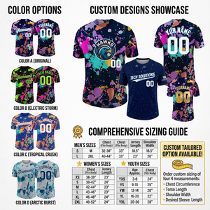 Streetwear Colorful Splash T-Shirt Custom Name and Number Graphic All-over Print Hip Hop Style T-Shirts Supplier - Product Image 6