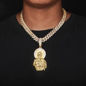 Pendentif élégant pour homme en or avec motif Jésus et diamants, bijoux pour homme, accessoires de mode pour l'exportation, prix de vente - Product Image 6