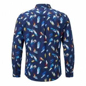 Chemise pour homme, coupe ajustée, en coton et bambou, imprimée, manches courtes, boutonnée, décontractée, légère, été - Product Image 3