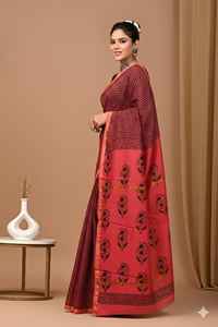 Sari en soie Chanderi de luxe, tissage fin, qualité export - Product Image 2