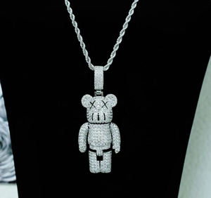 Pendentif Ours en Argent Sterling 925 avec Pavé de Diamants Moissanite, Pendentif Hip Hop de Luxe, Bijou Personnalisable, Cadeau - Product Image 1