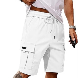 Pantalones Cortos Cargo para Hombre, Personalizados, Transpirables, Impermeables, 100% Algodón, Cintura Media, Cierre con Cordón, Multibolsillos - Product Image 1