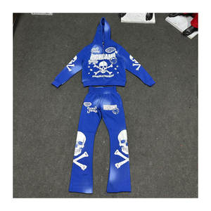 Conjunto de Sudadera con Capucha y Pantalones Deportivos con Efecto Deslavado por el Sol, Estampado Personalizado, Estilo Urbano - Product Image 6