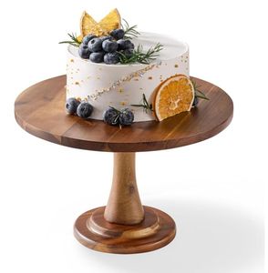Support à gâteau en bois naturel vintage fait main, plateau en bois écologique, présentoir à desserts pour mariages, fêtes et décoration intérieure - Product Image 2