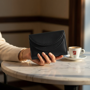 WRIZA Genuine Leather <b>Wallet</b> for Women | Textured Black Compact Party Purse RFID Blocking Multiple Card Slots Coin Pocket - Product Image 3