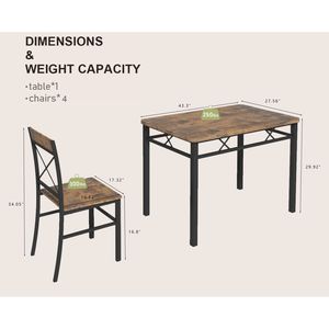 Set da Pranzo 4 Pezzi: Tavolo da Cucina in Legno con Sedie, Design Compatto - Product Image 4