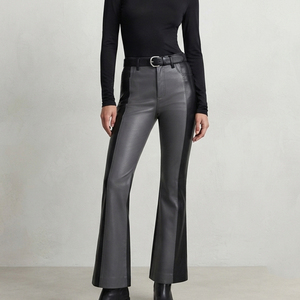 Women's Leather Wide Leg Yoga <b>Leggings</b> Female Premium Leather Flare Trousers Girls Slim Fit Leather <b>Flared</b> <b>Leggings</b> - Product Image 1