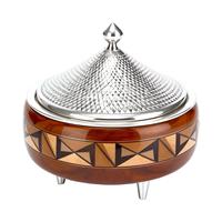Chauffe-plat de luxe classique avec base en acier inoxydable, poignée en bois, couvercle isolant et ensemble de service écologique