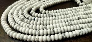 Perles de pierre gemme Howlite blanche mate naturelle en forme de rondelle, vendues par brin, 2 brins de 8 pouces - Product Image 2