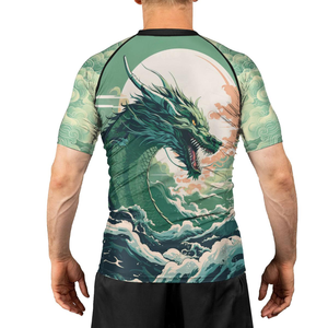 เสื้อรัดกล้ามเนื้อสำหรับ MMA BJJ แบบ OEM ออกแบบเองได้ พิมพ์ลายแบบ Sublimation แขนสั้น ยูนิเซ็กซ์ คุณภาพสูง สำหรับกีฬา Grappling - Product Image 6