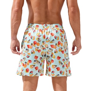 Maillots de bain pour hommes personnalisés, imperméables, avec poches en mesh, sportifs, à fermeture à cordon, respirants, en lin/coton imprimé - Product Image 2
