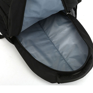 Nylon Backpack With Adjustable Strap Zipper Closure 30-40L Capacity Unisex Casual Daily Use Solid Black Red Trim - Product Image 3