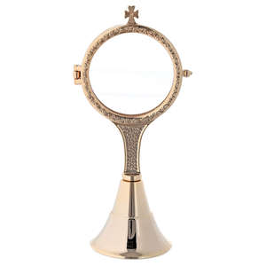 Monstranza de Latón Premium con Acabado Antiguo, Monstranza de Latón Elegante en Dorado para Culto Cristiano, Exhibición en Capilla y Altar - Product Image 3