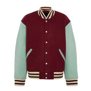 Veste de baseball universitaire personnalisée en toile avec col montant, respirante, de haute qualité, avec logo frontal, pour homme - Product Image 1