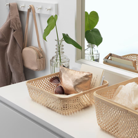 Boîte en bambou avec couvercle produits artisanaux bon marché tissé à la main bambou pour cadeau bijoux accessoires fruits stockage 100% écologique