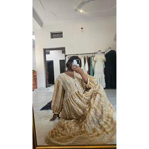 Auténtico Vestido de Mujer con Estampado a Mano de Jaipur, Vestido Floral de Verano para Vacaciones, 100% Algodón Puro Transpirable, Vestido Maxi con Estampado a Bloque - Product Image 5