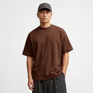 T-shirt en coton uni de haute qualité pour hommes, 100% coton, logo personnalisé, col rond, broderie sur le t-shirt - Product Image 4