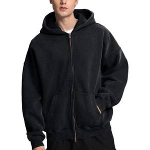 Mejor Proveedor de Fábrica, Precio al por Mayor, Sudadera con Capucha Vintage para Hombre, Negra, Lavada al Ácido, de Alta Calidad, 100% Algodón - Product Image 1