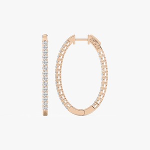 Boucles d'oreilles créoles tendance en or 10/14/18 carats avec diamants de laboratoire ronds certifiés IGI pour usage quotidien féminin - Product Image 2