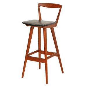 Chaise de bar ergonomique avec repose-pieds hauts en bois de teck massif, style moderne du milieu du siècle, pour hôtel, ferme, projet commercial, intérieur - Product Image 1