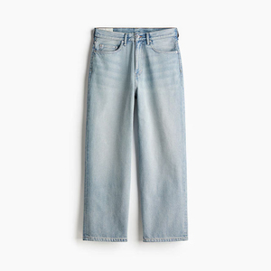 Trendy Winter Knitted Men Denim <b>Jeans</b> Cotton Breathable Washed Straight Solid Color <b>Elastic</b> <b>Waist</b> Custom OEM Service - Product Image 5