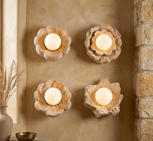 Modern Floral Stone Wall Lamp <b>Sconce</b> Recessed Indoor <b>Light</b> for Bedroom Living Room Hotel Birthday Baptism - Product Image 4