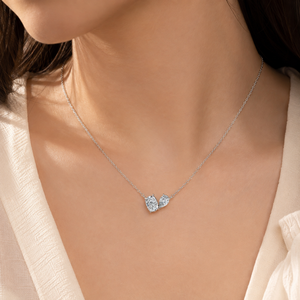 Collar de diamantes cultivados en laboratorio Toi Et Moi con piedras de corte almohada y pera en plata 925, regalo de aniversario de lujo - Product Image 3
