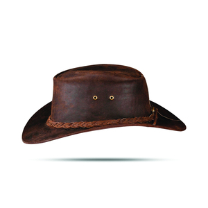 Sombrero Vaquero Occidental de Cuero Genuino Marrón para Hombre y Mujer, Ala Ancha, Protección Solar para Rostro y Cuello, Correa de Barbilla Extraíble - Product Image 4