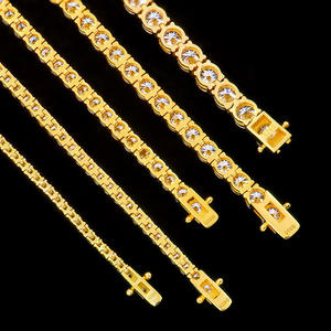 Pulsera de tenis de diamantes VVS premium, chapada en oro de dieciocho quilates sobre plata de ley, certificada por IGI, AMBER JEWELS, unisex, brillante - Product Image 1