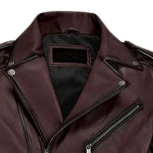 <b>Women</b> <b>Burgundy</b> Leather Biker <b>Jacket</b> Full Sleeve Windproof All Seasons Motorcycle Street Wear Style - Product Image 3