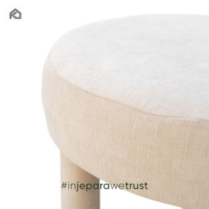 Ensemble de table et chaises de bar modernes en bois de teck avec dossier haut et revêtement en tissu bouclé doux, tabouret de comptoir pour club ou réception - Product Image 5