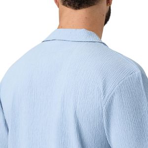 <b>Mens</b> for <b>Blue</b> Cuban Collar Short Sleeve Button Shirt Casual Summer Eco-Friendly 100% Cotton Lightweight Breathable Beach Wear - Product Image 4